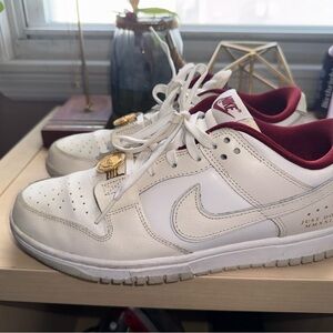 Nike White Sneakers with Red and Gold Accents